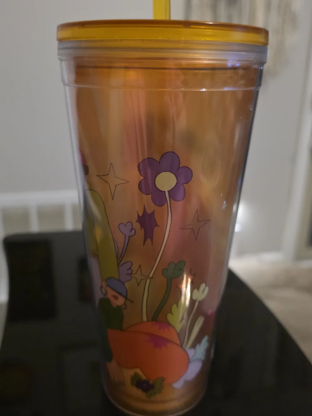 Colorful Illustrated Reusable Tumbler - Orange with Multicolor Artwork